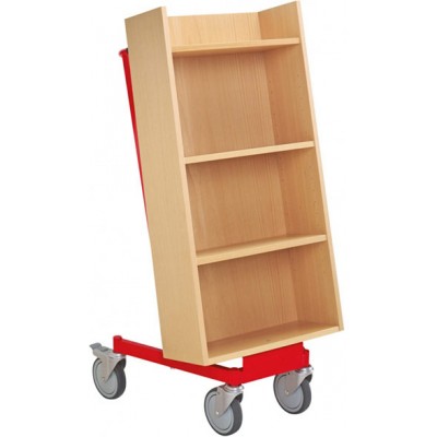 EBL Series Halland Book Trolley, beech, red frame